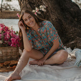 'Meadow Song 'Liberty Print Short Sleeve Blouse/Shirt