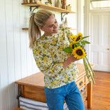 Blusa con mangas abullonadas 'Carline Rose' de Liberty Fabrics