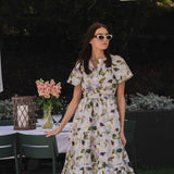 Floral Print Summer Maxi Dress with Shirred Waist
