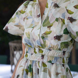 Floral Print Summer Maxi Dress with Shirred Waist