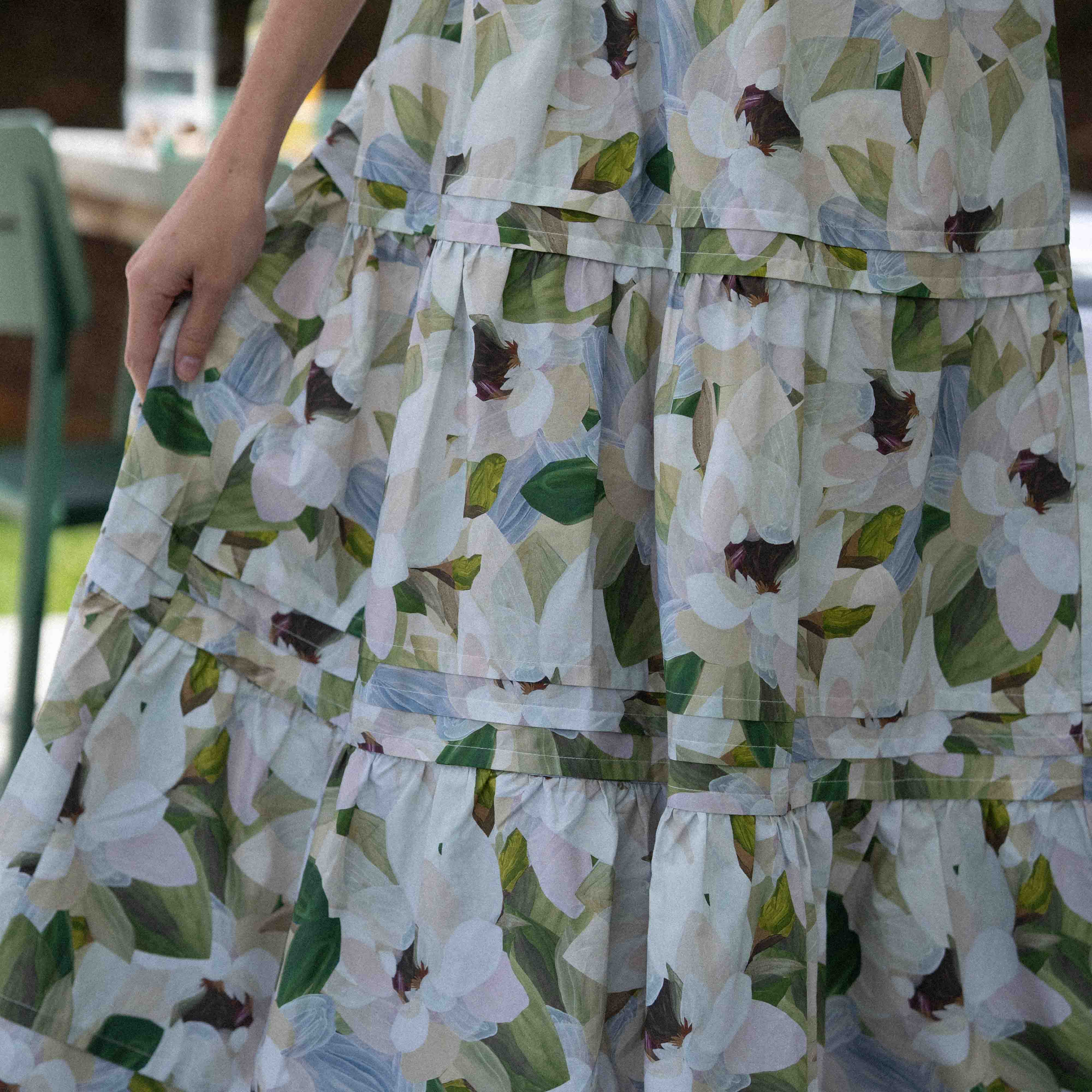 Maxi Dress with shirred waist in Floral Print
