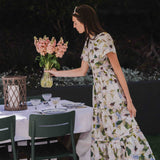 Floral Green Print Cotton Maxi Dress with Pockets
