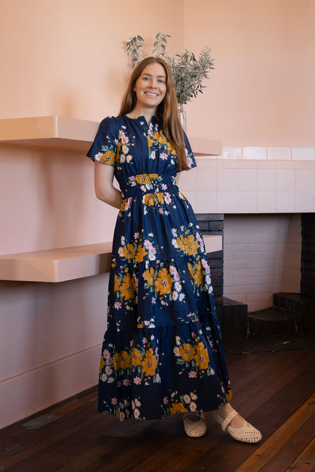 Abelia Maxi Dress in Abelia Poppy, a Liberty Fabrics print, by Sorority Clothing