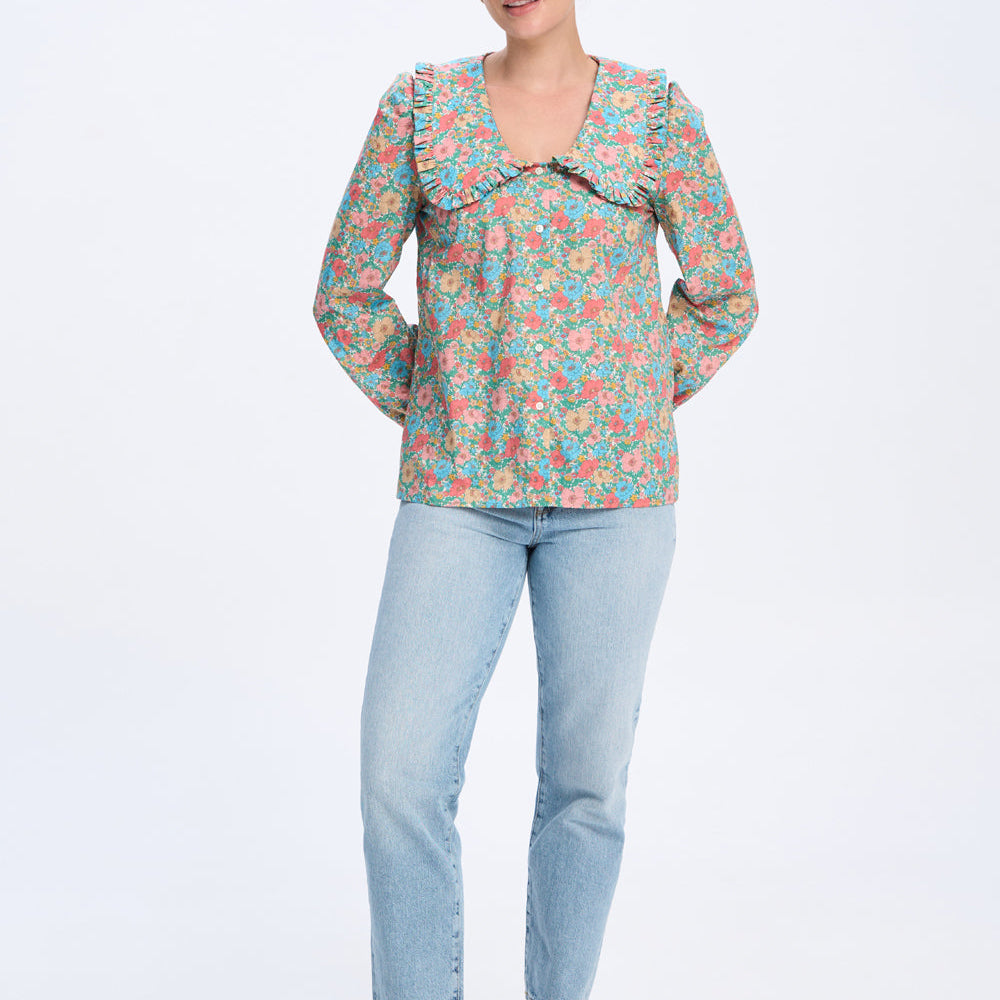 Chelsea top in Meadow Song Liberty print with rounded collar