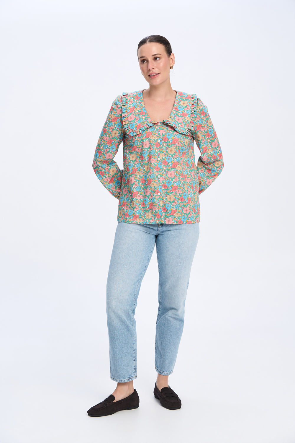 Chelsea top in Meadow Song Liberty print with rounded collar