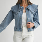 Denim Jacket Large Peter Pan Collar