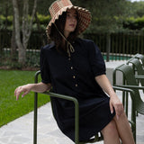 Black Cotton Shirt Dress