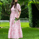 Pink Floral Maxi Dress 100% Cotton