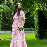 Pink Floral Maxi Dress 100% Cotton