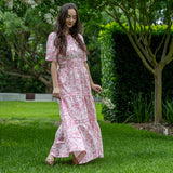 Pink Floral Maxi Dress 100% Cotton