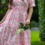 Pink Floral Maxi Dress 100% Cotton