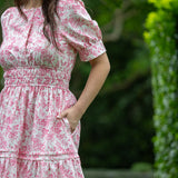 Pink Floral Maxi Dress 100% Cotton