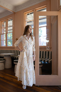 Petal Dress, Floral Cotton Maxi – front view