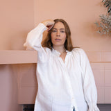 Willow Shirt — White Linen Frill Collar