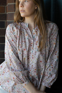 Archway blouse in Sea blue Liberty fabric print