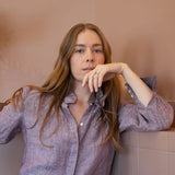 Mulberry Linen Frill Collar Shirt | Sorority Clothing