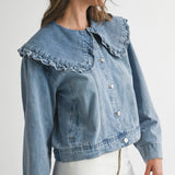 Denim Jacket Large Peter Pan Collar