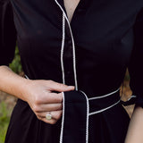 Black Cotton Maxi Dress white trim