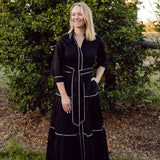 Black Cotton Maxi Dress white trim