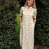 Clara – Vintage Linen Print Dress