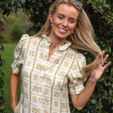 Clara – Vintage Linen Print Dress