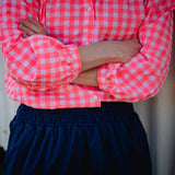 Pink Neon Gingham Blouse