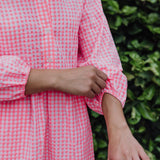 Neon Pink Gingham Collared Dress