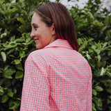 Neon Pink Gingham Collared Dress