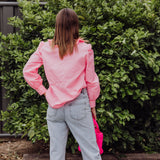 Neon Pink Gingham Peter Pan Collar Blouse