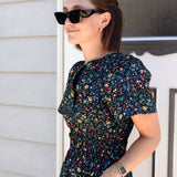 Black Floral Maxi Dress Cotton