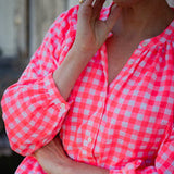 Pink Neon Gingham Blouse