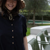 Black Cotton Shirt Dress