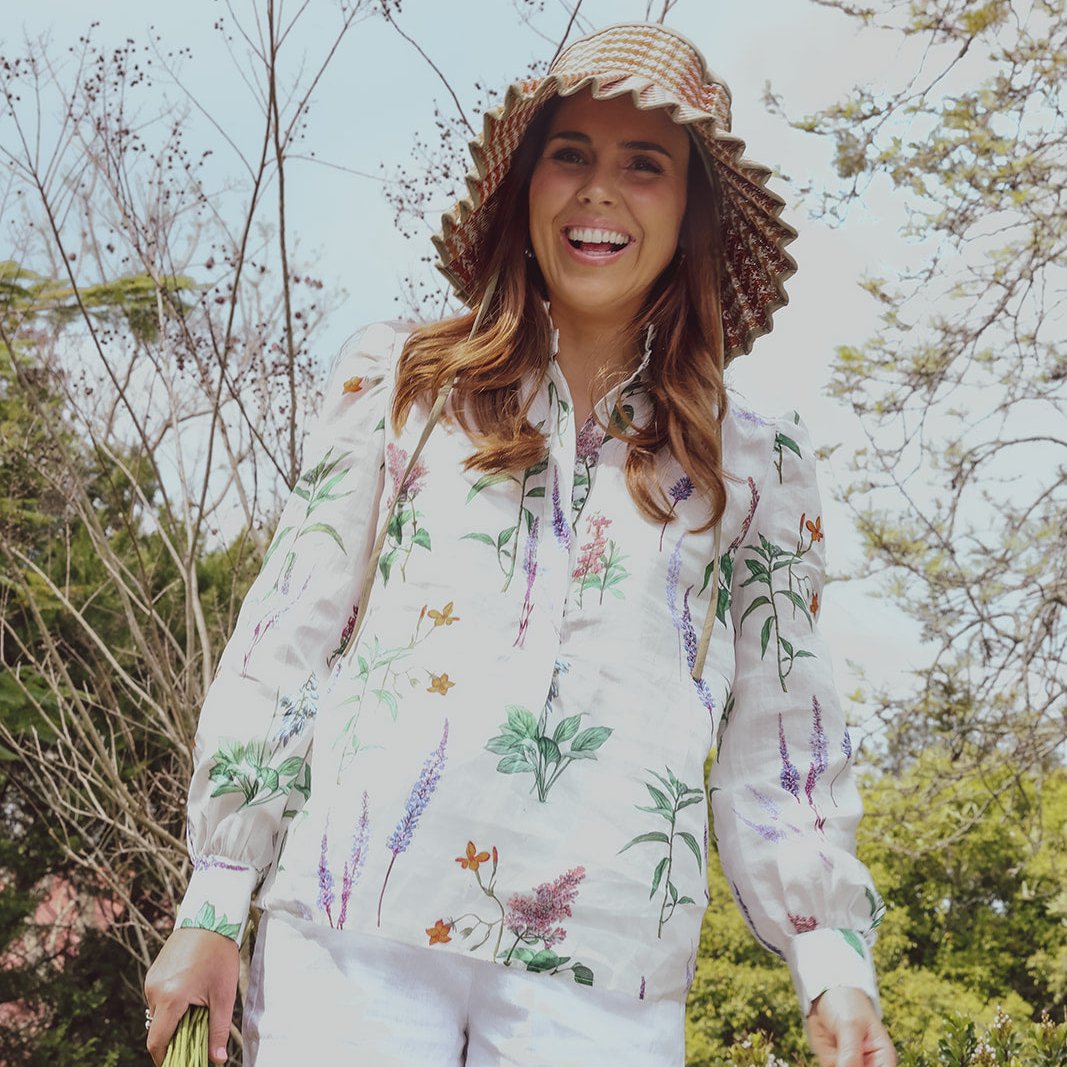 Delilah Botanical Blouse, Frill Collar & Blouson Sleeves, Sorority – back view