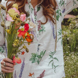 Floral Linen Frill Collared Cotton Blouse