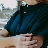 Navy Cotton Short Sleeve Shirt