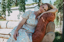 Sadie Dress, Cream Floral Cotton Maxi – front view
