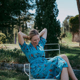 Indigo Floral Blue Collared Dress