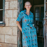 Indigo Floral Blue Collared Dress