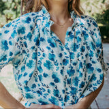 Bluebell Linen Frill Collared Short Sleeved Shirt