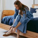 Tiered Collared Chambray Cotton Dress Featuring Liberty Fabrics