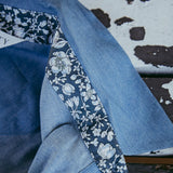 Tiered Collared Chambray Cotton Dress Featuring Liberty Fabrics