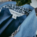 Tiered Collared Chambray Cotton Dress Featuring Liberty Fabrics