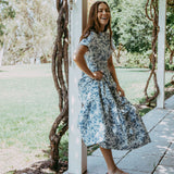 Blue Floral Maxi Dress 100% Cotton