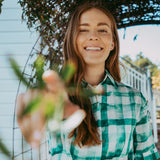 Linen Gingham Shirt Dress - Green