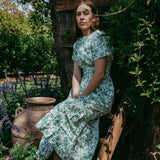 Green Floral Maxi Dress 100% Cotton