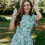 Green Floral Maxi Dress 100% Cotton