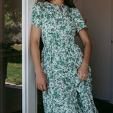 Green Floral Maxi Dress 100% Cotton