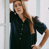 Navy Cotton Swing Shirt Dress