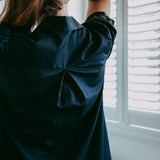 Navy Cotton Swing Shirt Dress