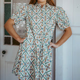Pretty Floral Print - Swing Shirt Dress